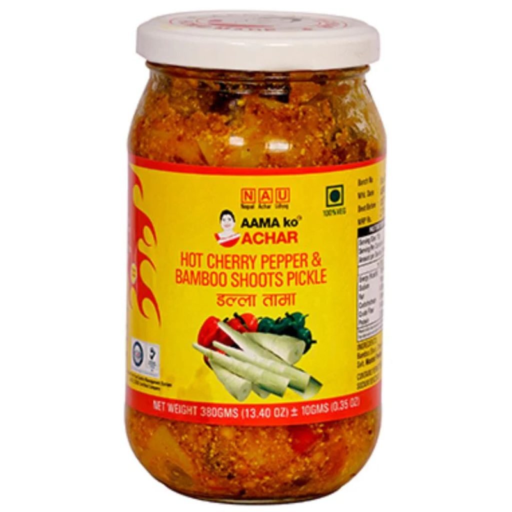 AAMA KO ACHAR HOT CHERRY PEPPER BAMBOO SHOOTS PICKLE 380GM