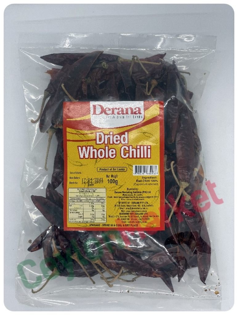 DERANA DRIED WHOLE CHILLI 100GM
